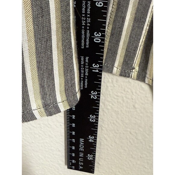 NWT Anne Klein Metallic Gold Gray Striped Button Down Shirt 2X Blouse 3/4 Sleeve - Picture 9 of 11